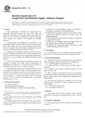 Standardspezifikation für feuerveredelte Kupfer- und Raffinerieformen mit harter Steigung