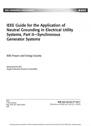 IEEE-Leitfaden für die Anwendung der neutralen Erdung in Stromversorgungssystemen, Teil II – Synchrongeneratorsysteme