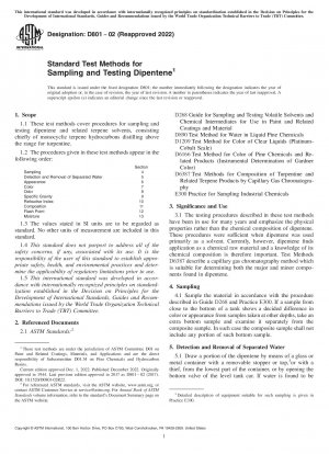 Standardtestmethoden zur Probenahme und Prüfung von Dipenten