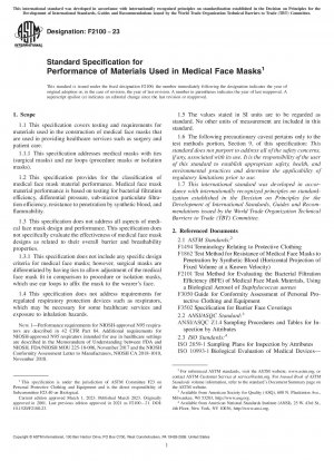 Standardspezifikation für die Leistung von Materialien, die in medizinischen Gesichtsmasken verwendet werden