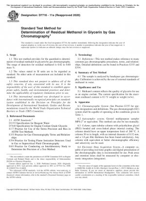 Standardtestmethode zur Bestimmung von restlichem Methanol in Glycerin mittels Gaschromatographie