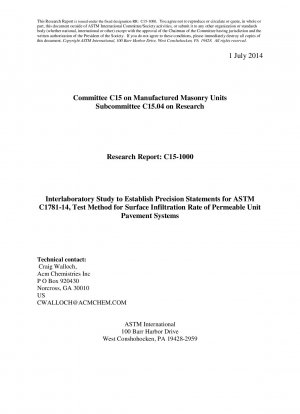 C1781/C1781M-Testmethode für die Oberflächeninfiltrationsrate durchlässiger Einheitspflastersysteme