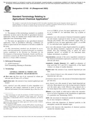 Standardterminologie in Bezug auf die Anwendung landwirtschaftlicher Chemikalien