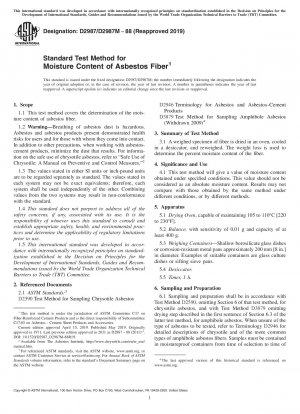 Standardtestmethode für den Feuchtigkeitsgehalt von Asbestfasern