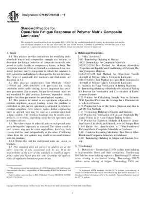 Standardpraxis für die Ermüdungsreaktion von Polymermatrix-Verbundlaminaten in offenen Löchern