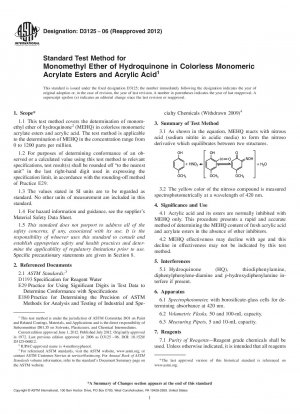 Standardtestmethode für Monomethylether von Hydrochinon in farblosen Monomer-Acrylatestern und Acrylsäure