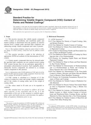 Standardverfahren zur Bestimmung flüchtiger organischer Verbindungen lpar;VOCrpar; Inhalt von Farben und zugehörigen Beschichtungen