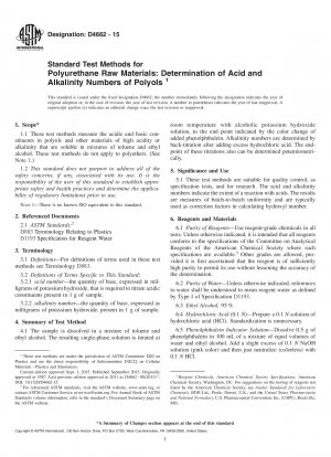 Standardtestmethoden für Polyurethan-Rohstoffe: Bestimmung der Säure- und Alkalinitätszahlen von Polyolen