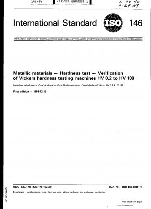 Metallische Materialien; Härtetest; Überprüfung von Vickers-Härteprüfmaschinen HV 0,2 bis HV 100