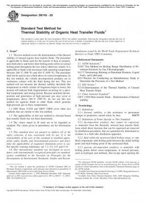 Standardtestmethode für die thermische Stabilität organischer Wärmeübertragungsflüssigkeiten