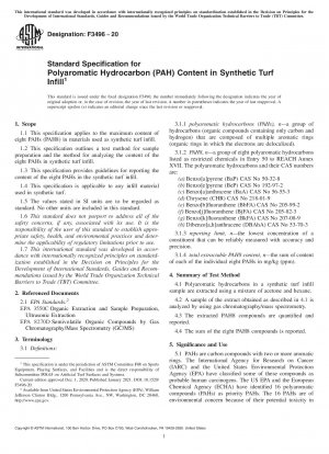 Standardspezifikation für den Gehalt an polyaromatischen Kohlenwasserstoffen (PAK) in Kunstrasenfüllungen