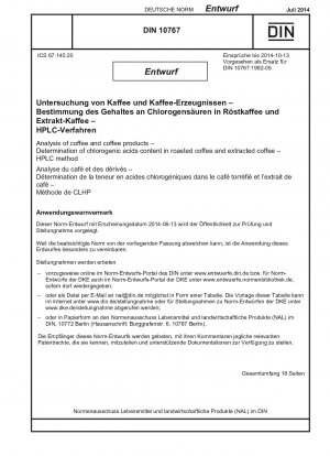 Analyse von Kaffee und Kaffeeprodukten – Bestimmung des Chlorogensäuregehalts in Röstkaffee und löslichem Kaffee – HPLC-Methode
