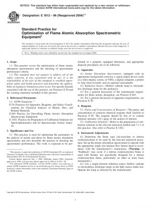 Standardpraxis zur Optimierung von Flammen-Atomabsorptionsspektrometergeräten (zurückgezogen 2004)