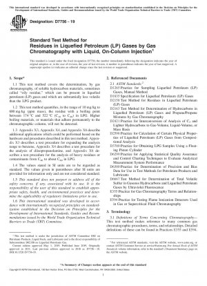 Standardtestmethode für Rückstände in Flüssiggasen (LP) durch Gaschromatographie mit Flüssigkeitsinjektion auf der Säule