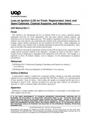 Glühverlust (LOI) für frische, regenerierte, gebrauchte und verbrauchte Katalysatoren, Katalysatorträger und Adsorptionsmittel