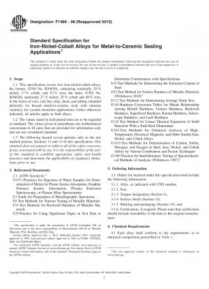 Standardspezifikation für Eisen-Nickel-Kobalt-Legierungen für Metall-Keramik-Dichtungsanwendungen