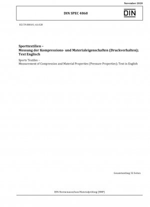 Sporttextilien - Messung von Kompressions- und Materialeigenschaften (Druckeigenschaften); Text auf Englisch