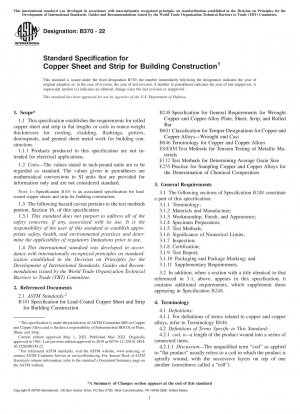 Standardspezifikation für Kupferbleche und -bänder für den Hochbau