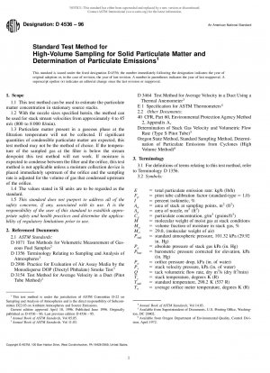 Standardtestverfahren für die großvolumige Probenahme von Feststoffpartikeln und die Bestimmung von Partikelemissionen