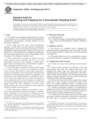 Standardhandbuch für die Planung und Vorbereitung einer Grundwasserprobenahme