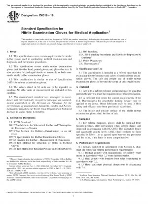 Standardspezifikation für Nitril-Untersuchungshandschuhe für medizinische Anwendungen