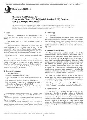 Standardtestmethoden für die Pulvermischzeit von Poly(vinylchlorid) (PVC)-Harzen unter Verwendung eines Drehmomentrheometers