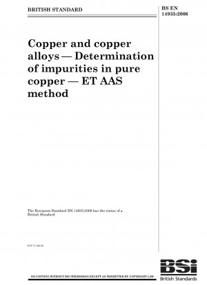 Kupfer und Kupferlegierungen – Bestimmung von Verunreinigungen in reinem Kupfer – ETA-AAS-Methode