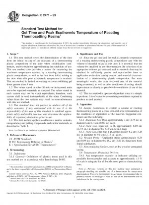 Standardtestmethode für Gelzeit und maximale exotherme Temperatur reagierender duroplastischer Harze