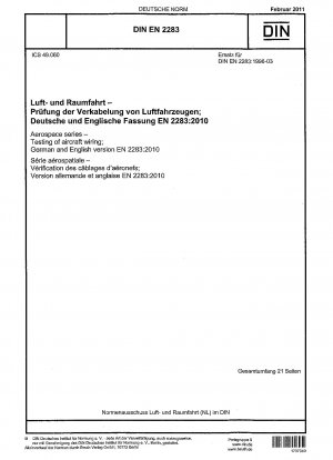 Luft- und Raumfahrt - Prüfung der Flugzeugverkabelung; Deutsche und englische Fassung EN 2283:2010