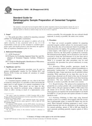 Standardhandbuch für die metallografische Probenvorbereitung von zementierten Wolframkarbiden