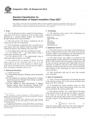 Standardklassifizierung zur Bestimmung der Trittschutzklasse (IIC)