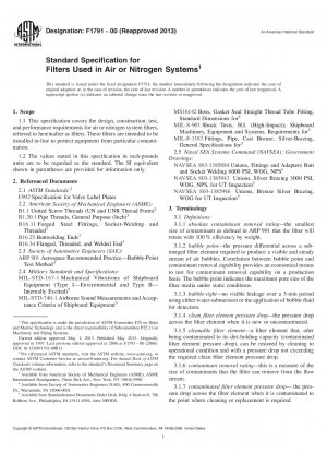 Standardspezifikation für Filter, die in Luft- oder Stickstoffsystemen verwendet werden