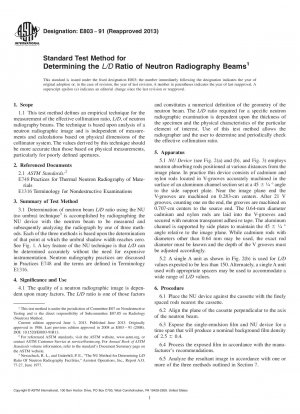 Standardtestmethode zur Bestimmung des L/D-Verhältnisses von Neutronenradiographiestrahlen