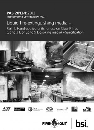 Flüssige Feuerlöschmittel. Von Hand aufzutragende Einheiten für den Einsatz bei Bränden der Klasse F (bis zu 3 l oder bis zu 5 l Kochmedium). Spezifikation