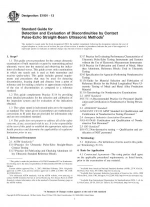 Standardhandbuch für die Erkennung und Bewertung von Diskontinuitäten durch Kontakt-Puls-Echo-Ultraschallverfahren mit geradem Strahl