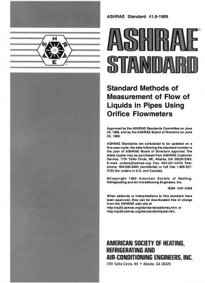 Standardmethoden zur Messung des Flüssigkeitsdurchflusses in Rohren mit Blendendurchflussmessern