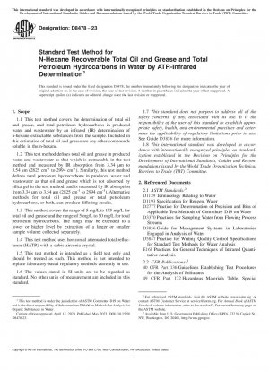 Standardtestmethode für die mit N-Hexan rückgewinnbaren Gesamtöle und -fette sowie die gesamten Erdölkohlenwasserstoffe in Wasser durch ATR-Infrarotbestimmung