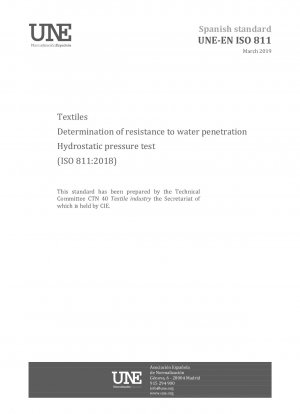 Textilien – Bestimmung des Widerstands gegen das Eindringen von Wasser – Hydrostatischer Drucktest (ISO 811:2018)