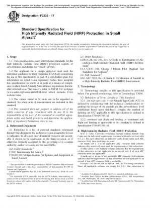 Standardspezifikation für den Schutz vor hochintensiven Strahlungsfeldern (HIRF) in Kleinflugzeugen