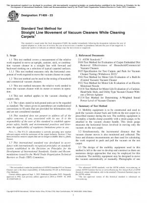 Standardtestmethode für die geradlinige Bewegung von Staubsaugern beim Reinigen von Teppichen