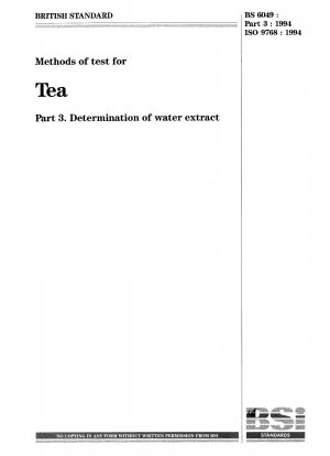 Testmethoden für Tee. Bestimmung des Wasserextrakts