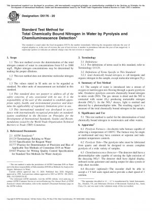 Standardtestmethode für den gesamten chemisch gebundenen Stickstoff in Wasser durch Pyrolyse und Chemilumineszenz-Detektion