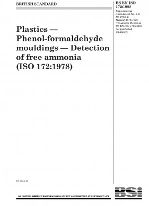 Kunststoffe - Phenol-Formaldehyd-Formteile - Nachweis von freiem Ammoniak
