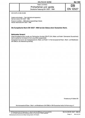 Rollen und Räder - Prüfmethoden und -geräte; Deutsche Fassung EN 12527:1998