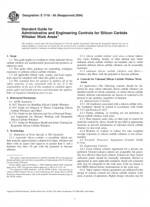 Standardhandbuch für administrative und technische Kontrollen für Arbeitsbereiche mit Siliziumkarbid-Whiskern