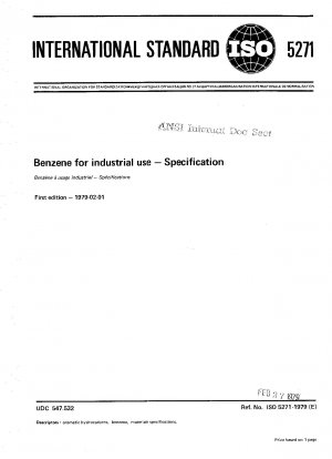 Benzol für industrielle Zwecke; Spezifikation