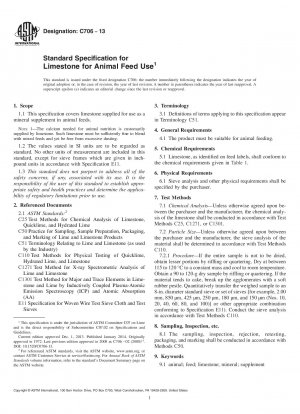 Standardspezifikation für Kalkstein zur Verwendung als Tierfutter