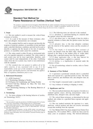 Standardprüfverfahren für die Flammwidrigkeit von Textilien (Vertikaltest)