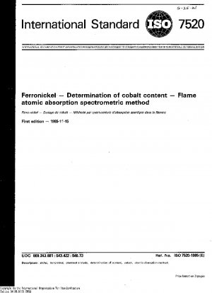 Ferronickel; Bestimmung des Kobaltgehalts; Flammenatomabsorptionsspektrometrische Methode