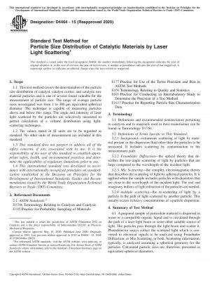 Standardtestmethode für die Partikelgrößenverteilung katalytischer Materialien durch Laserlichtstreuung